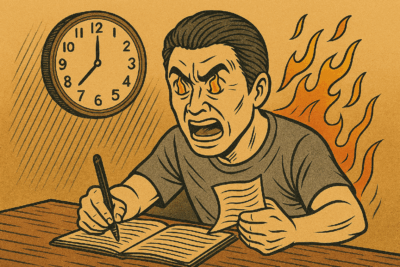 シューゾー一人で鬼気迫る執筆に挑む